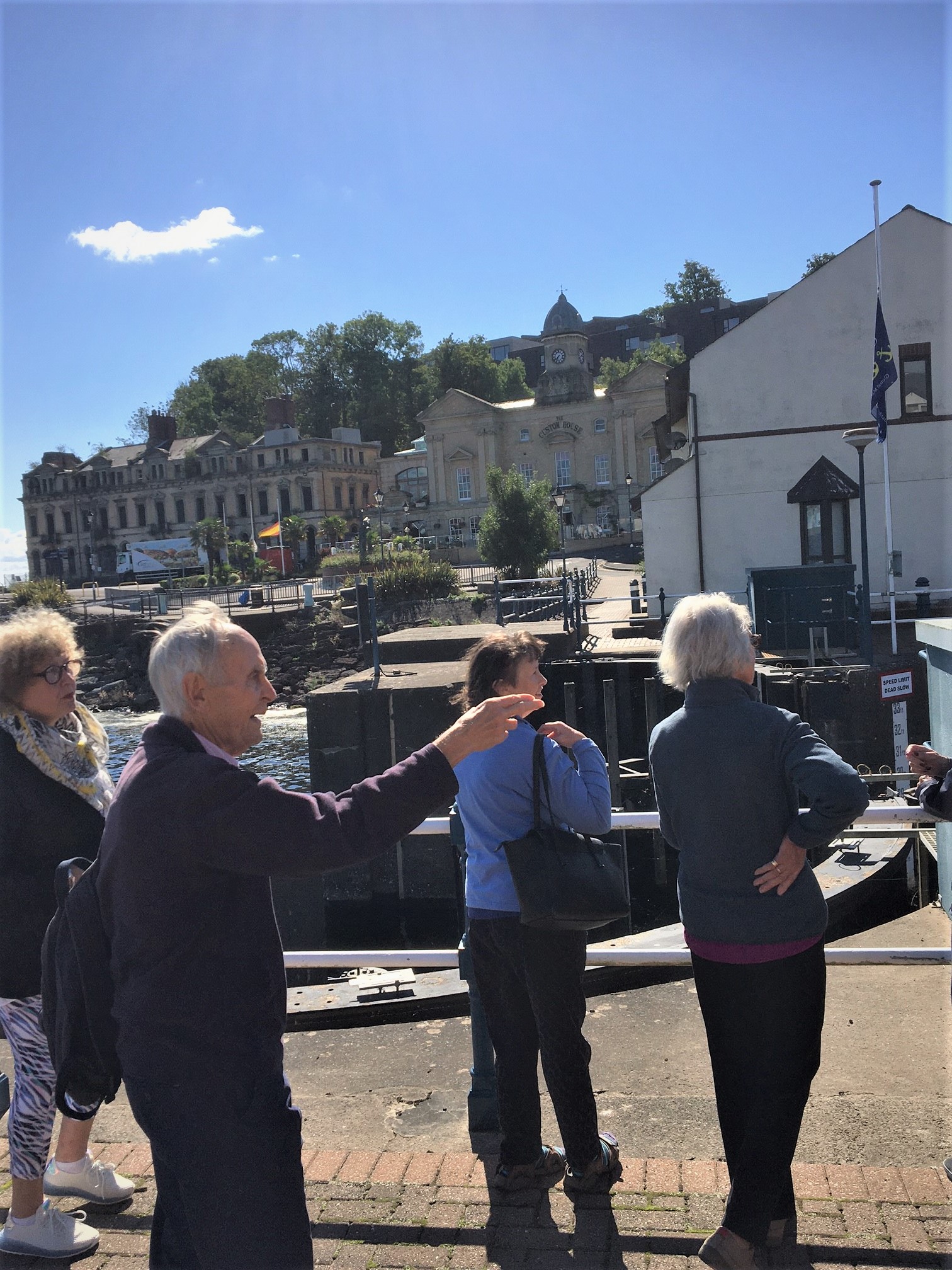 Next the marina lock with the old Custom House in the background