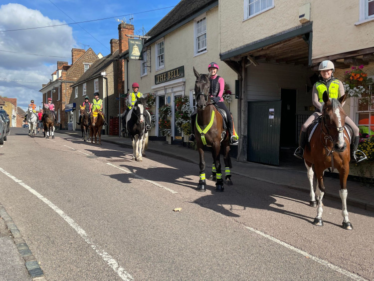 Riders in Horndon on the High Road.