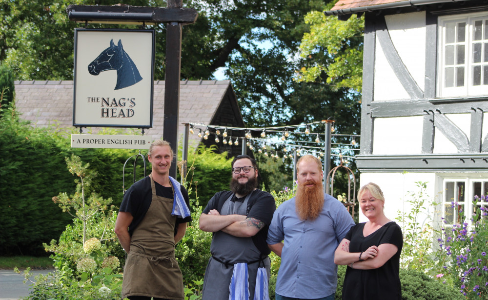 Chefs Matthew Walsh and Ben Keay, Manager Paul Busby and Sue Collin of The Nag's Head, Cheshire. The pub wants to be the best in Britain, and features lots of Macclesfield talent. (Image - Alexander Greensmith / Macclesfield Nub News)