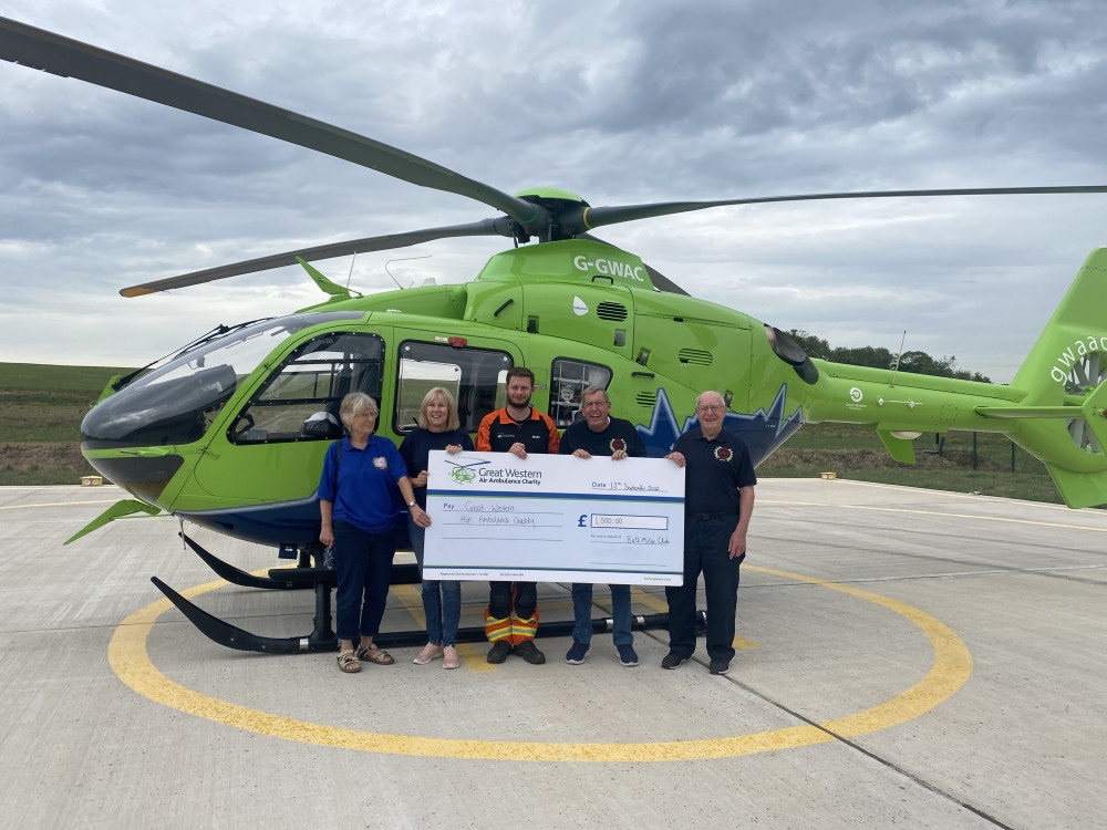 Photo L to R:  Cath Dyer, Diane Whittock, Mark Kinsella (GWAAC Specialist Paramedic in Critical Care), Dave Whittock (Chairman), Keith Wilson.