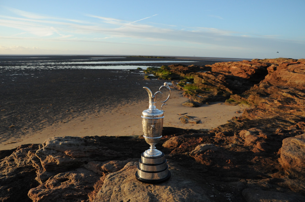 The Claret Jug at Hoylake where the famous trophy will be presented next year