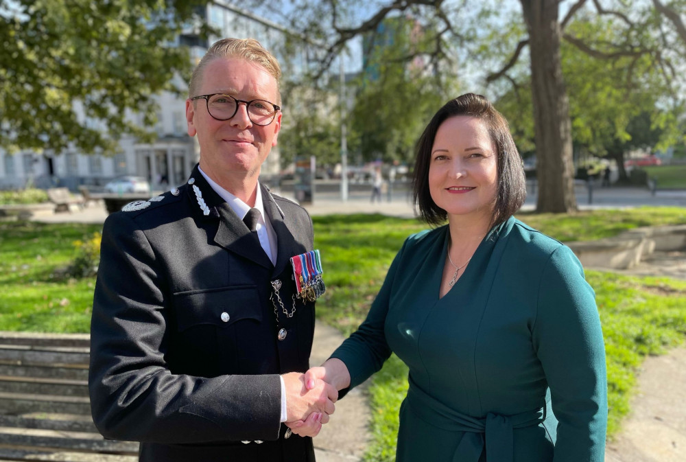 Chief Constable Will Kerr with Commissioner Alison Hernandez (Office of Police & Crime Commissioner) Chief Constable Will Kerr with Commissioner Alison Hernandez (Office of Police & Crime Commissioner)