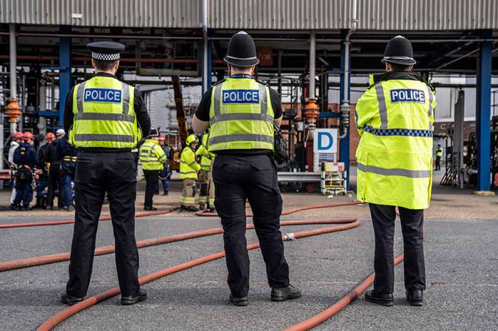 Police officers and firecrews were deployed to deal with the protesters. 