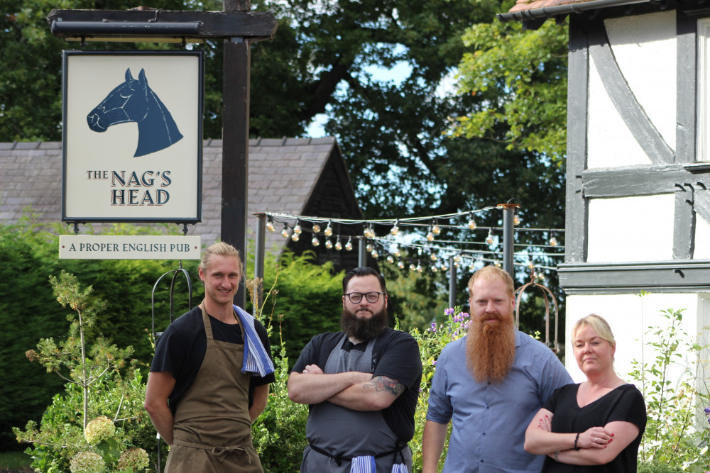 Chefs Matthew Walsh and Ben Keay, Manager Paul Busby and Sue Collin of The Nag's Head, Cheshire. The pub wants to be the best in Britain, and features lots of Macclesfield talent. (Image - Alexander Greensmith / Crewe Nub News)