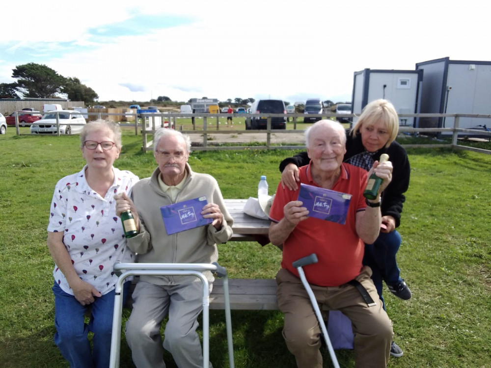 Residents and staff members from left to right: Linda Rowe, Mike Ogden, Mike Harris and Carol Woodland