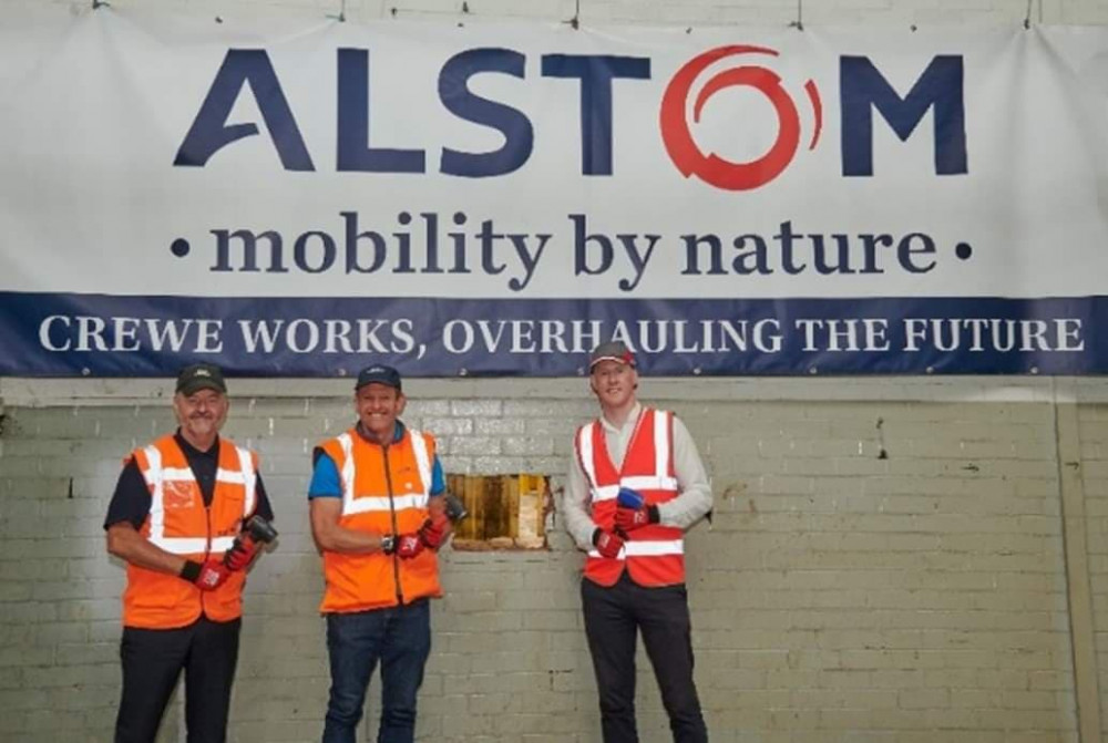 Alstom asked Crewe and Nantwich MP, Dr Kieran Mullan, to break ground on the new train maintenance facility arriving in March 2023 (Dr Kieran Mullan).