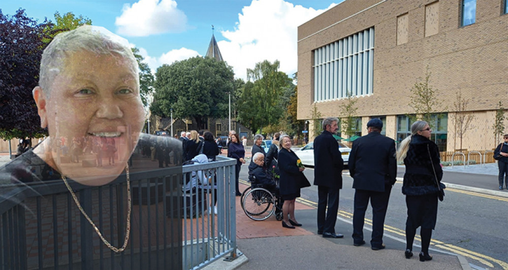 Mourners lined the pavement in tribute prior to the funeral of Kristina Jackson.