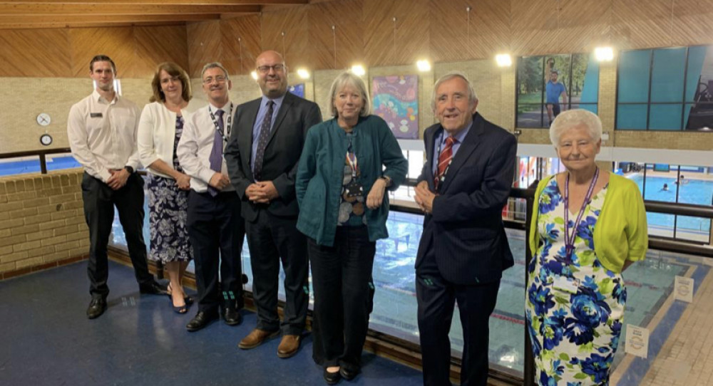 ALL SMILES:From left,Rob Oaten, general manager for the Vale of Glamorgan Legacy Leisure centres, Colleen Tumelty, regional director at Legacy Leisure, Cllr Eddie Williams, Glen Hall, managing director at Legacy Leisure, Cllr Lis Burnett, Cllr Gwyn John and Cllr Margaret Wilkinson pictured at Barry Leisure Centre.