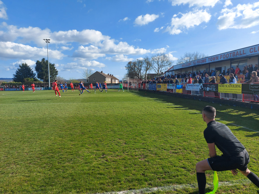 Frome Town FC in action in April 