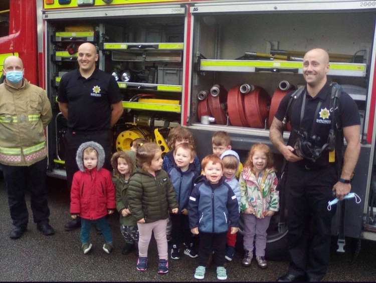 Children at the nursery were taught all about being a firefighter. Image credits: Happy Hours at Biddulph