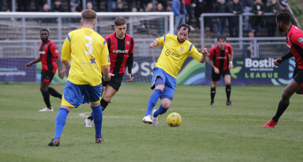 Top of the table Potters Bar inflict first home defeat for Kingstonian. Photo: James Boyes.