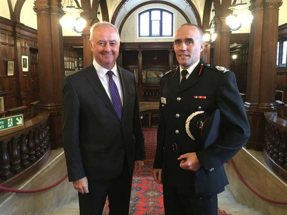 Staffordshire Police Fire And Crime Commissioner Ben Adams With Chief Fire Officer Rob Barber