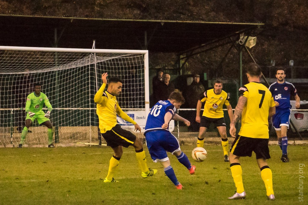 Fourth from top take on fourth from bottom as Hanwell travel to North Leigh. Photo: Howard Stanbury.