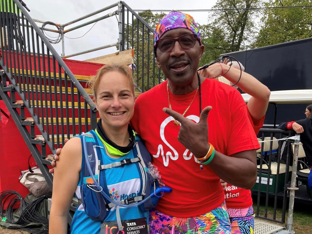 Carol Hounsell met Mr Motivator during her first London Marathon (Sidmouth Running Club)