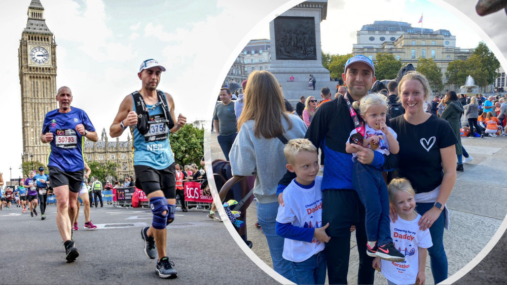 Neil's wife, children, parents, and family friends were there to cheer him on last Sunday.