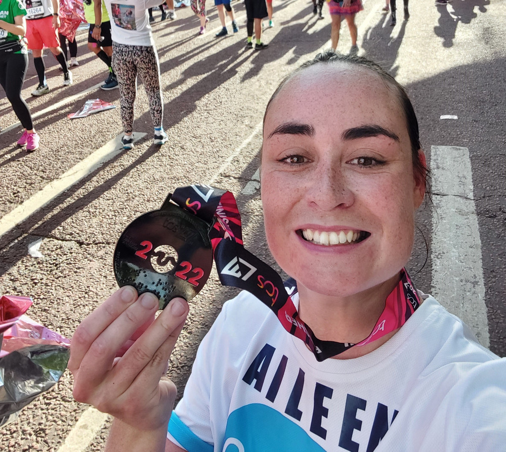 Aileen Brennan’s London Marathon challenge has raised nearly £2,000 for Sue Ryder healthcare charity