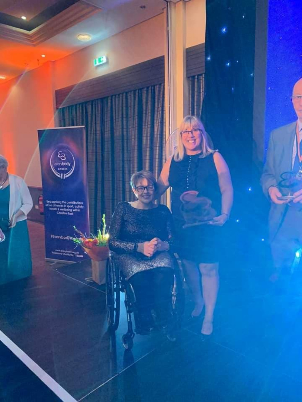 Sandbach United's Liz Clark with Baroness Tanni Grey-Thompson at Crewe Hall