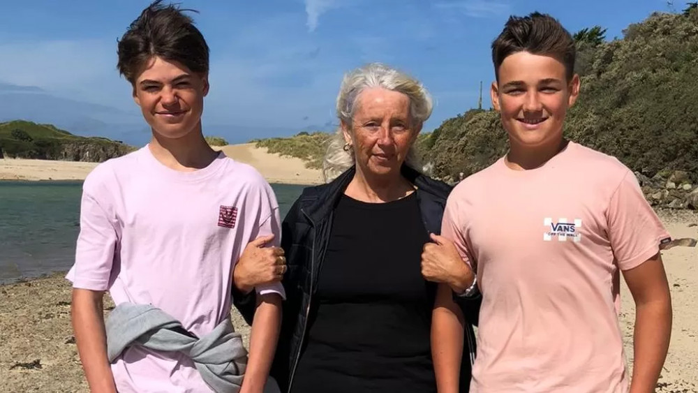 Penryn College student Leon (left) with Sue Ball and Ollie. Picture courtesy of the BBC.