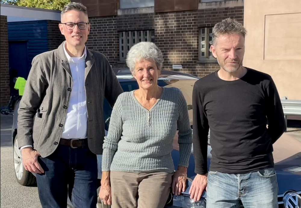 (from left) Cllr Andrew Milton, Jan Burnell (chair of Kenilworth All Together Greener) and local resident Peter Bryan who have all been involved in setting up the scheme in Kenilworth.