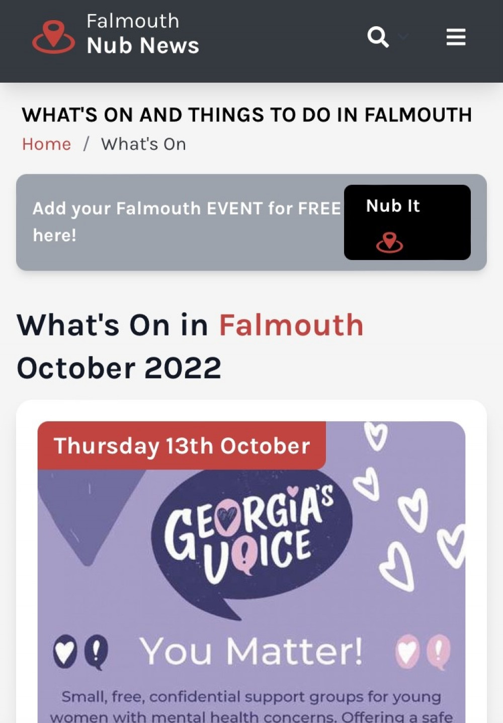Share your events in Falmouth for free on our What's On page. 