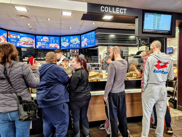 McDonald's, Dunwoody Way, officially reopened at 11am today - October 13. There was 'mayhem' at Mcdonald's, Macon Way, while it was closed (Ryan Parker).