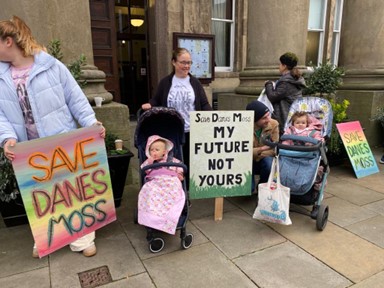 Demonstrators of all ages joined forces to protest plans to develop Danes Moss