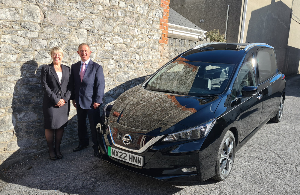 Funeral Partners Area Development Manager Sandra Murphy with Malcolm Brooks from Wilcox Limousines