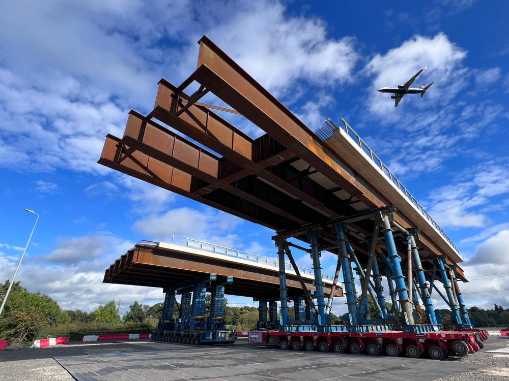 The two new bridges were supposed to be installed on the first weekend of the month but the scheme had to be delayed (Image via National Highways)