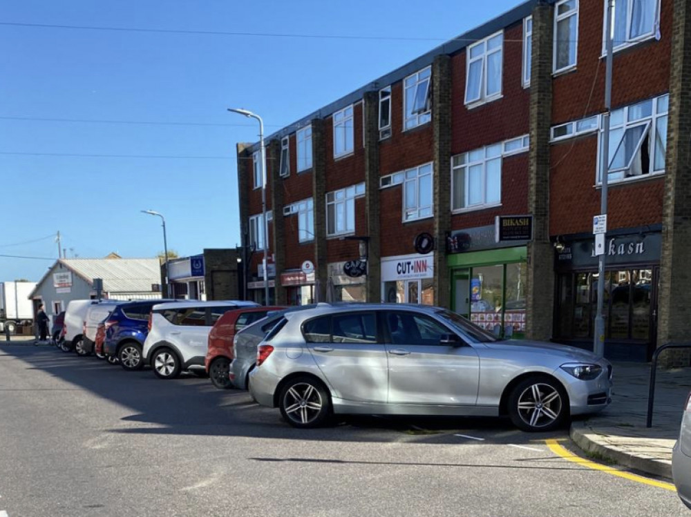 Cars parked at an angle today.