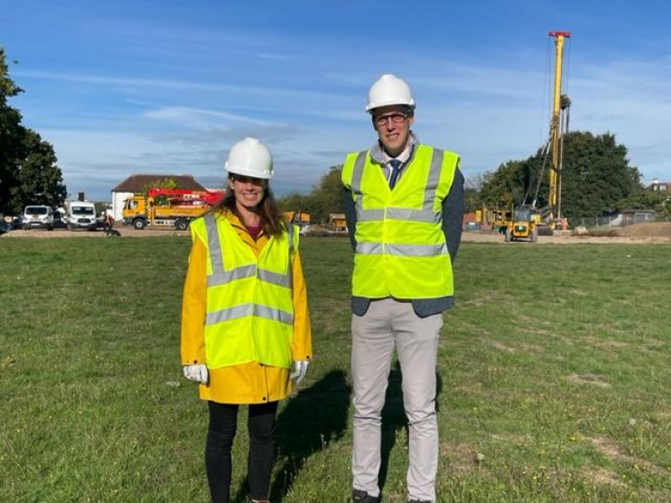 Kingston Council's Portfolio Holder for Children's Services including Education, Cllr Steph Archer and Ambitious About Autism's, Andy Nowak on site at Kingston's new autism school (Image: Kingston Council).