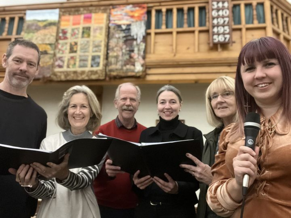 Zenith Harmony singers join Coventry Poet Laureate, Emilie Lauren Jones (right) in rehearsal for Songs for the Soul