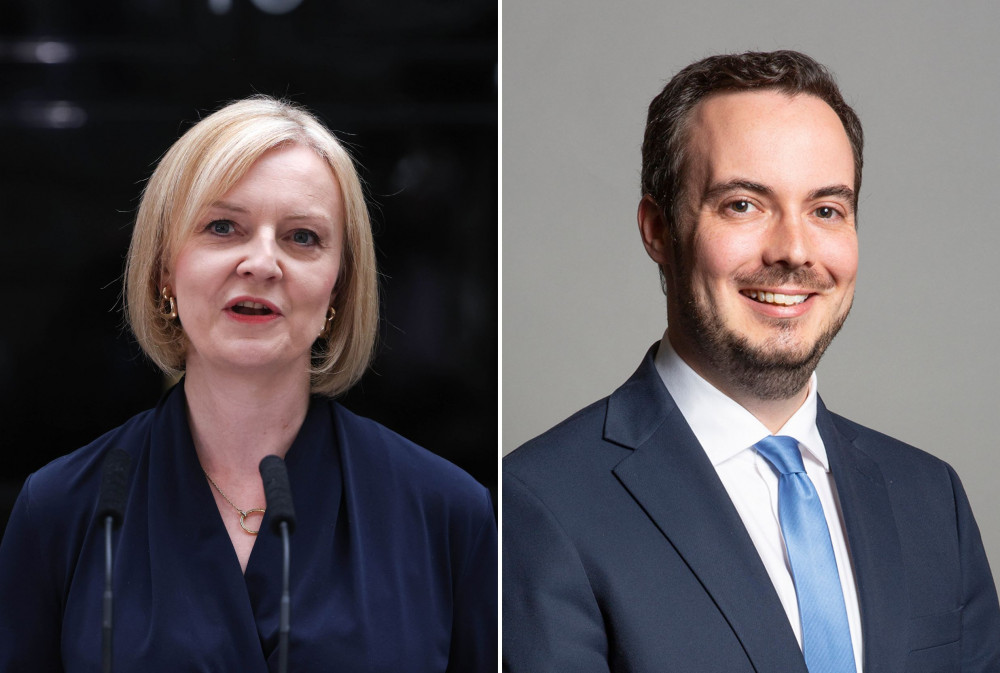 L: Liz Truss (By Prime Minister's Office, OGL 3, https://commons.wikimedia.org/w/index.php?curid=122729965). R: Simon Jupp MP (By David Woolfall, CC BY 3.0, https://commons.wikimedia.org/w/index.php?curid=86665477)