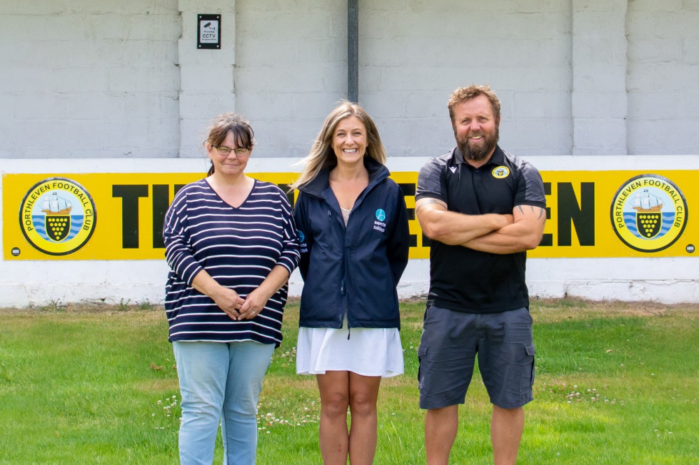 left to right: Mandy Colluck (Treasurer), Rosina Perry (Property Manager for Aspects Holidays), Jamie Webb (First Team Manager) 