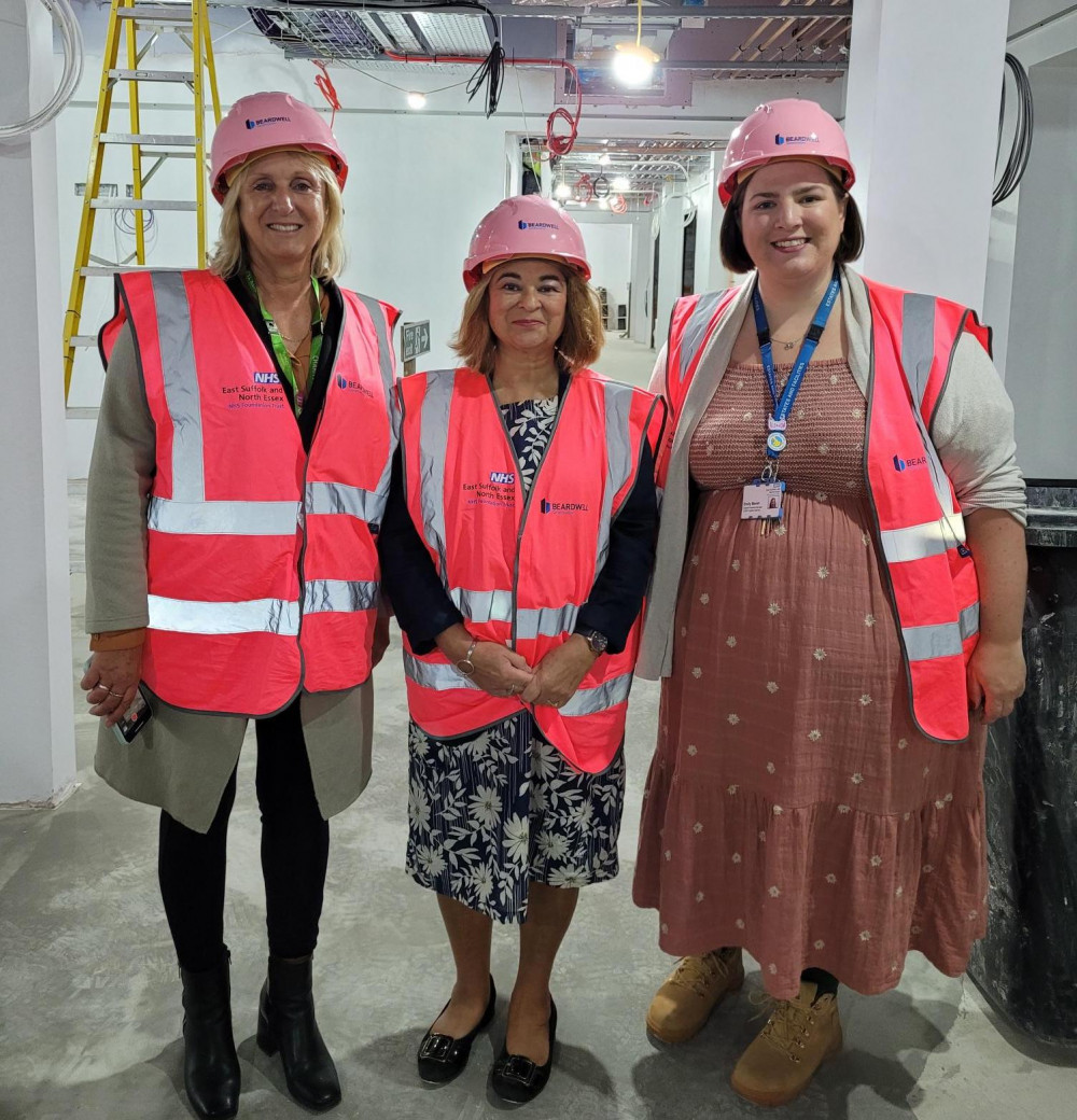 Photo caption: Babergh Chairman (centre) tours new Breast Care Centre at Ipswich Hospital with Sandra Gosney - community fundraising manager (left) and Emily Marsh - senior project manager (right)