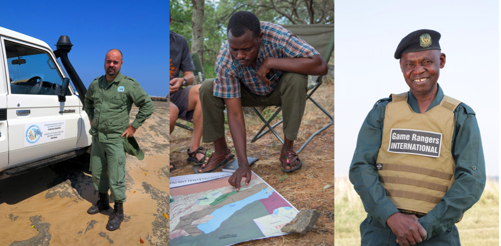(L-R) Miguel Gonçalves and Dismas Partalala are two of the three shortlisted for the 2022 Tusk Conservation Award. Neddy Mulilmo is the recipient of the 2022 Wildlife Ranger Award (Image credit: Sarah Marshall).