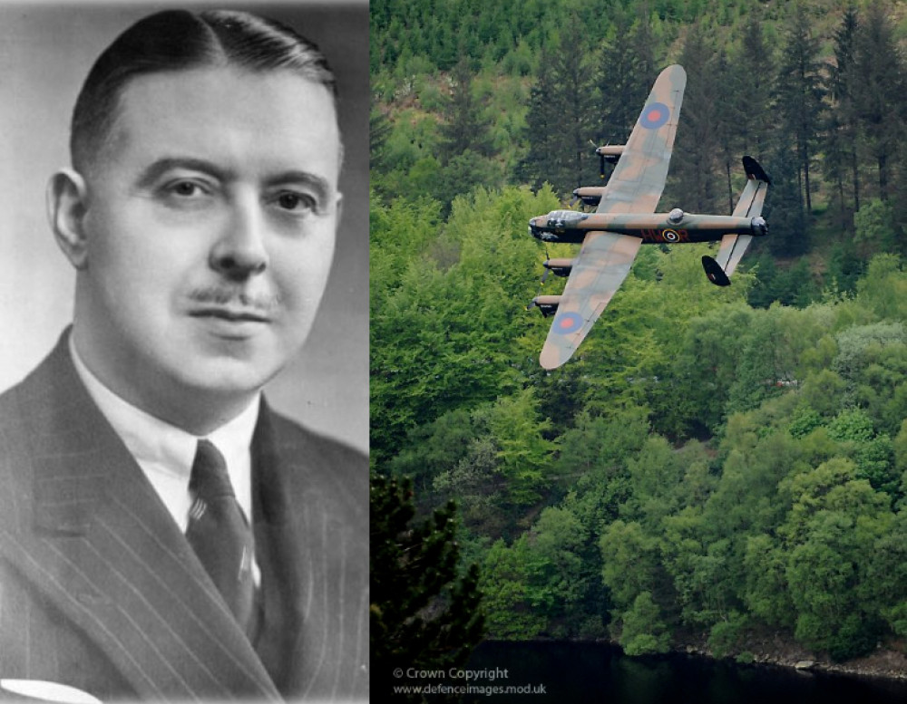 Roy Chadwick with an Avro Lancaster, used on the 'Dam Buster' raid, aka Operation Chastise in May 1943. (Image - CC 2.0 https://bit.ly/3TOP081 Sgt Graham Spark www.defenceimages.mod.uk Crown Copyright Unchanged)