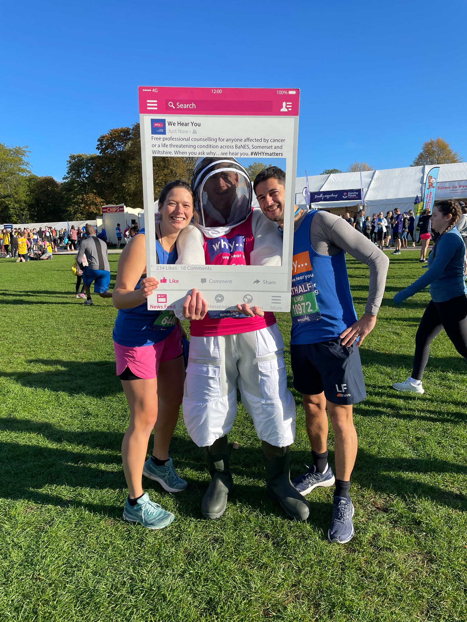 Sam with fellow runners Helen and Luigi on 16th October