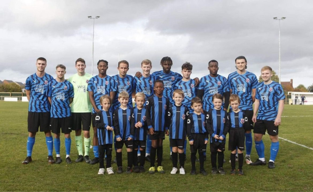 Burnham Ramblers and their mascots before Saturday's Vase tie. 