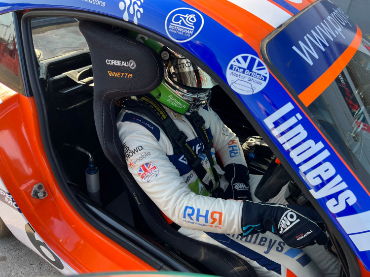 Teenage Hucknall racing driver Ruben Hage enjoyed his biggest points haul of the season, including a podium finish, at Donington Park earlier this month. Photo courtesy of Ruben Hage Racing.