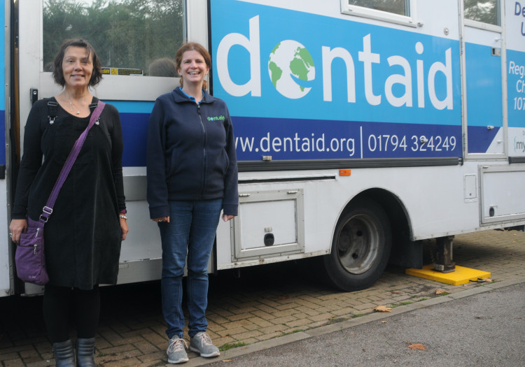 Tooth fairy Angela Wiltshire with Dentaid's Jill Harding 