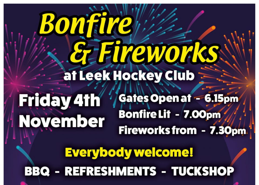 Leek Hockey Club bonfire and fireworks 2022