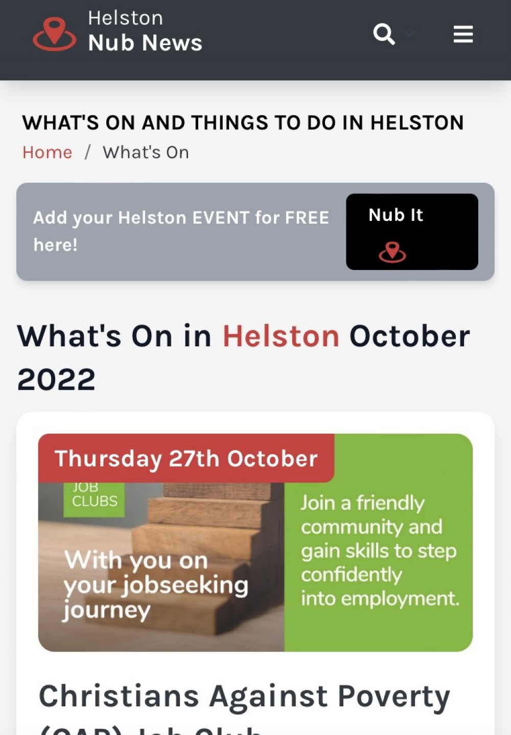 Share your events in Helston on our What's On page.