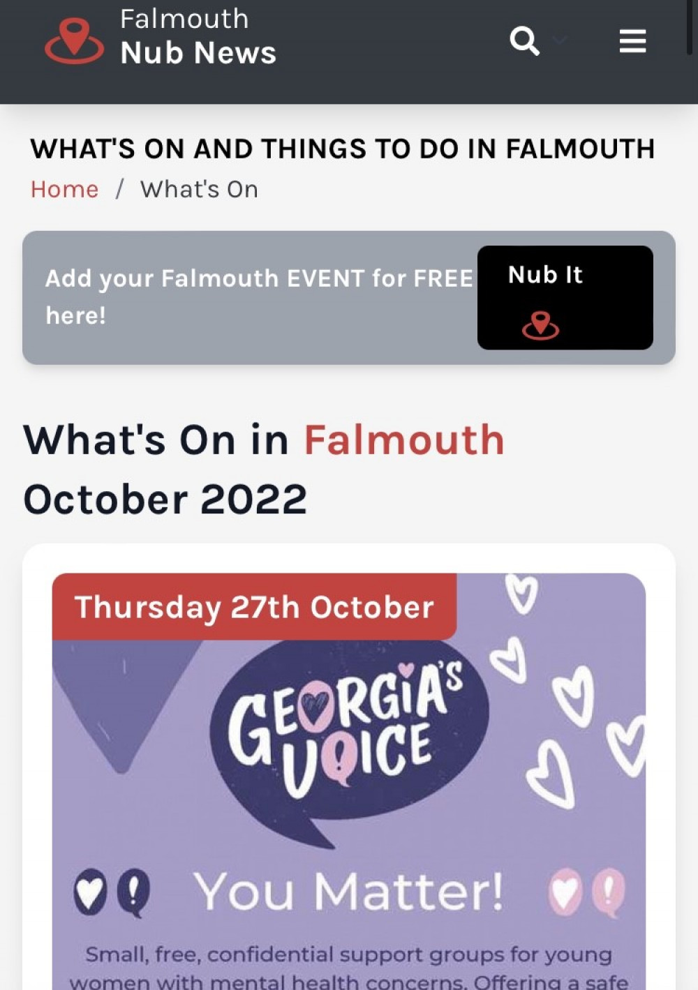 Share your events in Falmouth for free on our What's On page. 