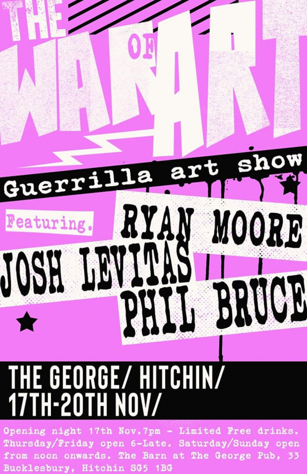 The War of Art - Guerrilla Art Show at the The George Pub: Find out more about this exciting Hitchin event 