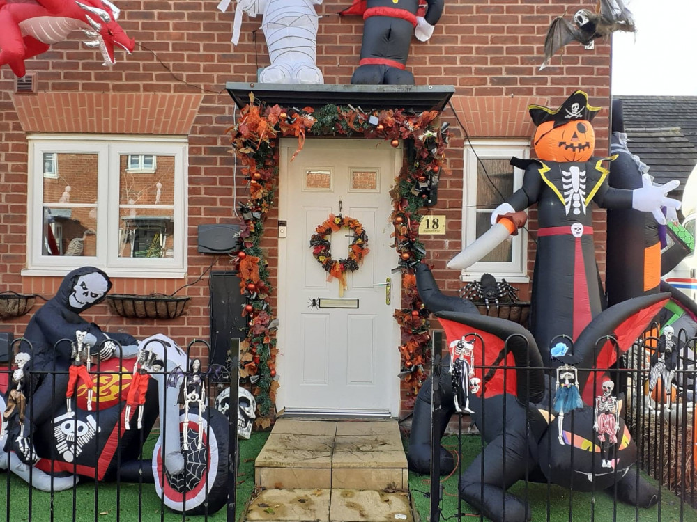 The amazing Halloween display outside the house in Barnton Way, Wheelock. 