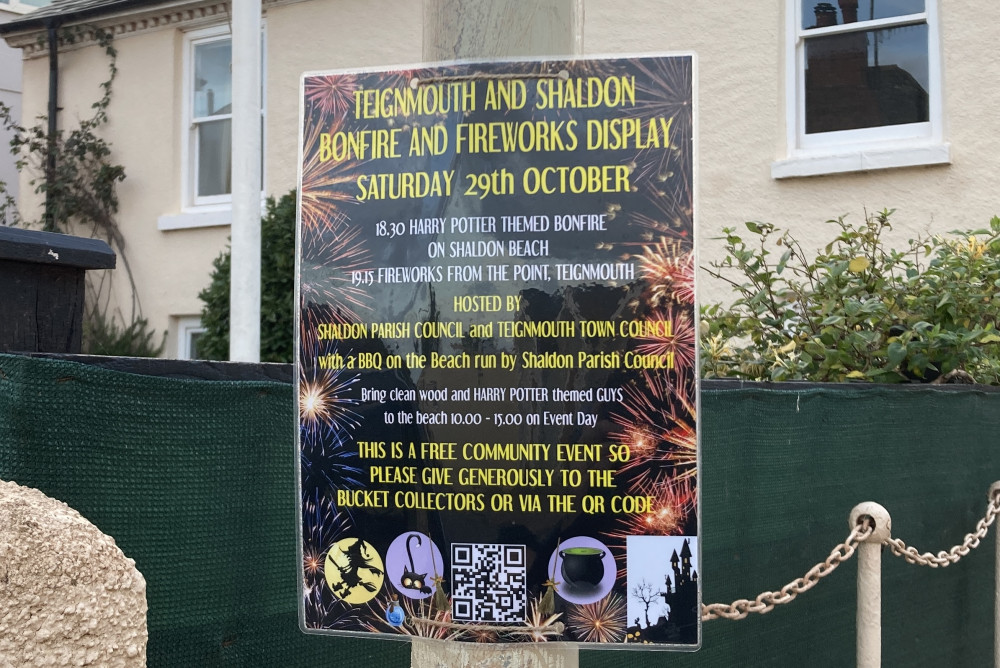 Bonfire and fireworks display flyer