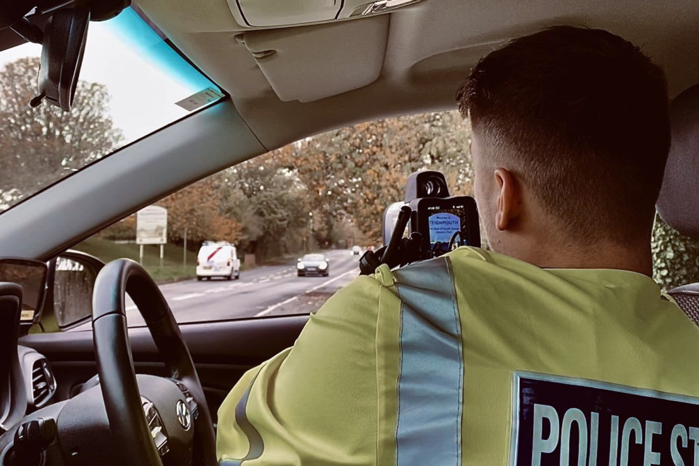 Speed detection officer in Teignmouth (Devon and Cornwall Roads Policing Team)