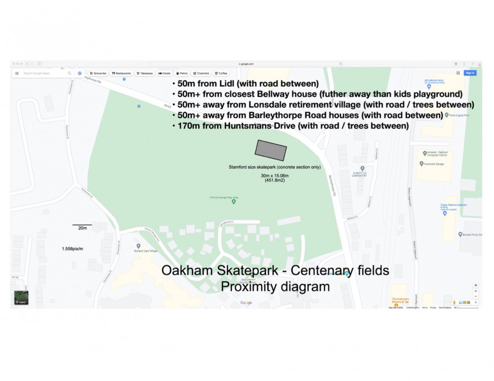 The skatepark diagram from Jon Dixon shows the proposed location of the skatepark. 