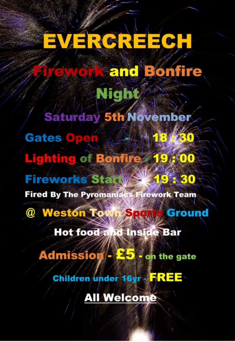 Evercreech firework and bonfire