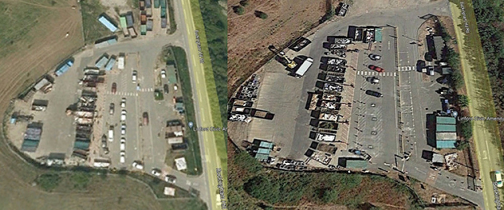 Spot the difference. A pre-Covid aerial picture (left) and a recent shot. 